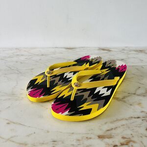 COACH Alessa Yellow Hawk Feather Rubber Navajo Thin Flip-Flop - US 11